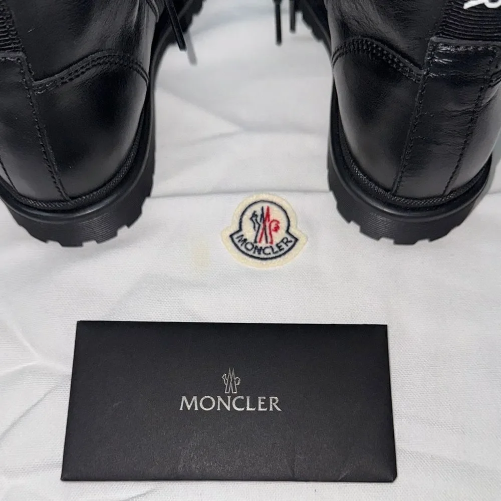 🔥Moncler Black Combat Boots with High-Top Design size 33 new in box